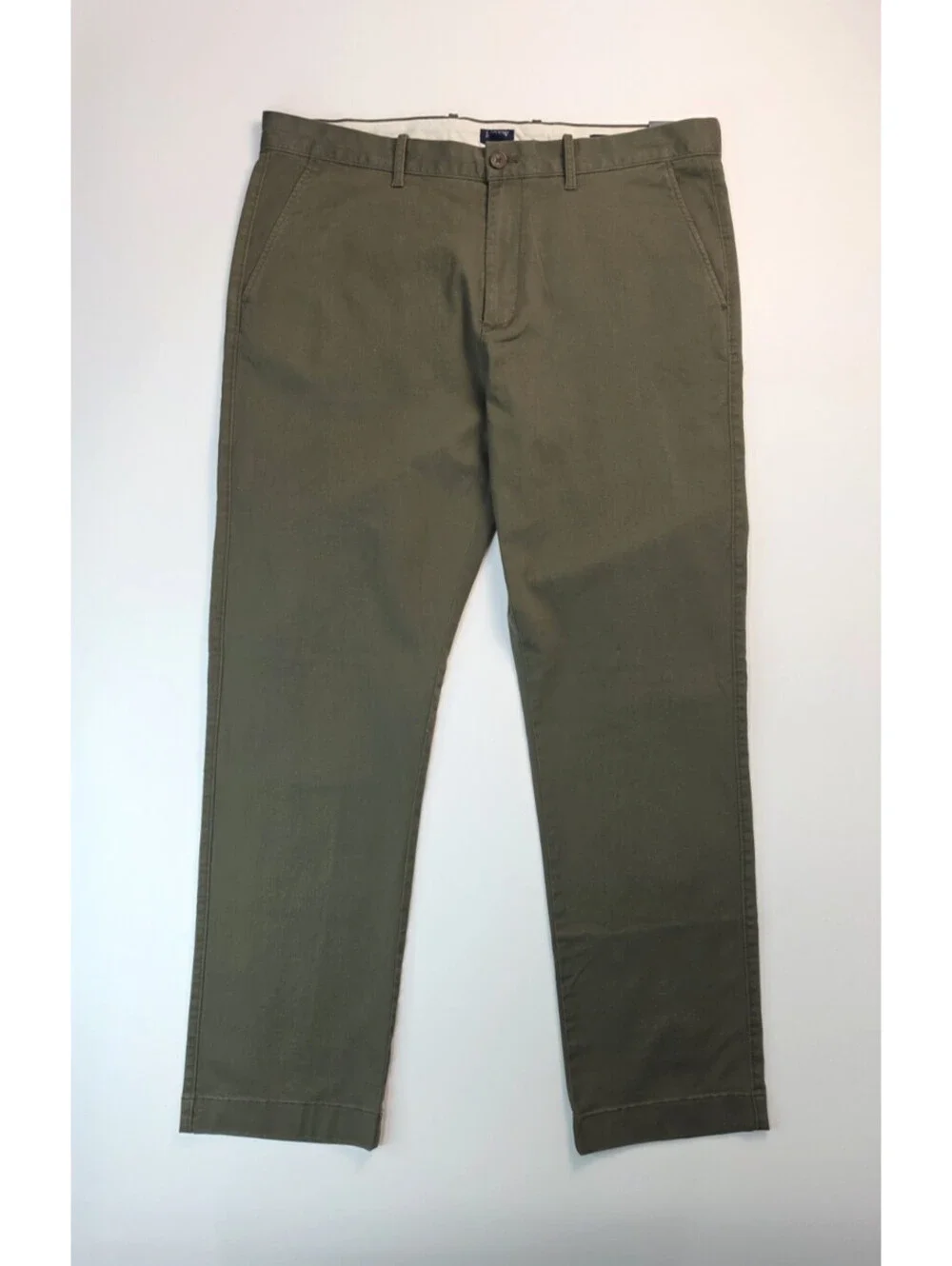 J Crew Olive Green Chino Pants Trousers Flex Straight Size 36x32 NEW NWT